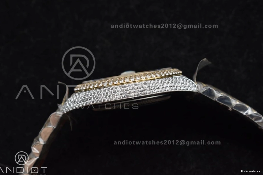 Gold Dial DateJust Tone 2 1196 Best Roman 41mm TWD Flexible Diamond Yellow Version 0727